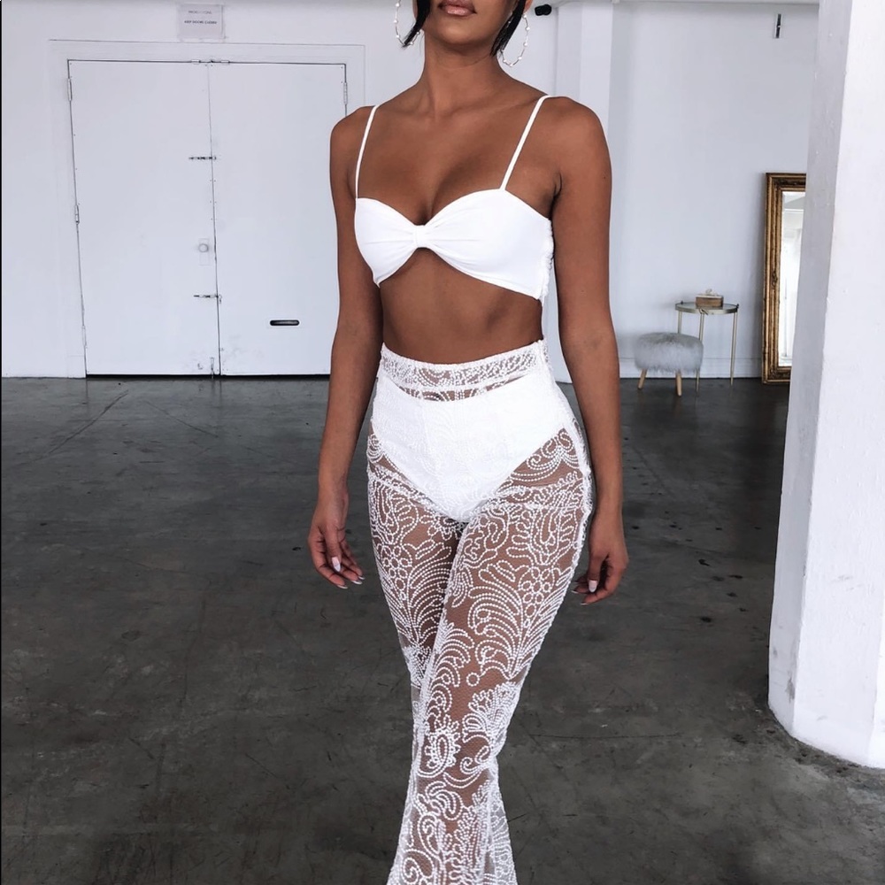 White Fox Boutique First Edition White Lace Pants